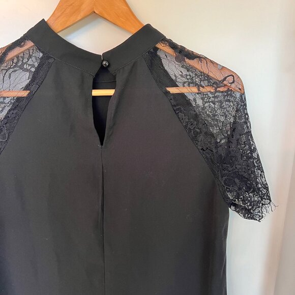 Emery Rose Black Lace Mock Neck Blouse - Picture 5 of 8